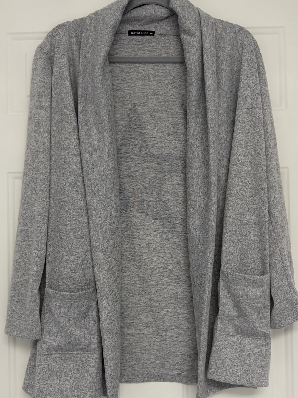 David Cline Light Gray Open-Front Knit Cardigan